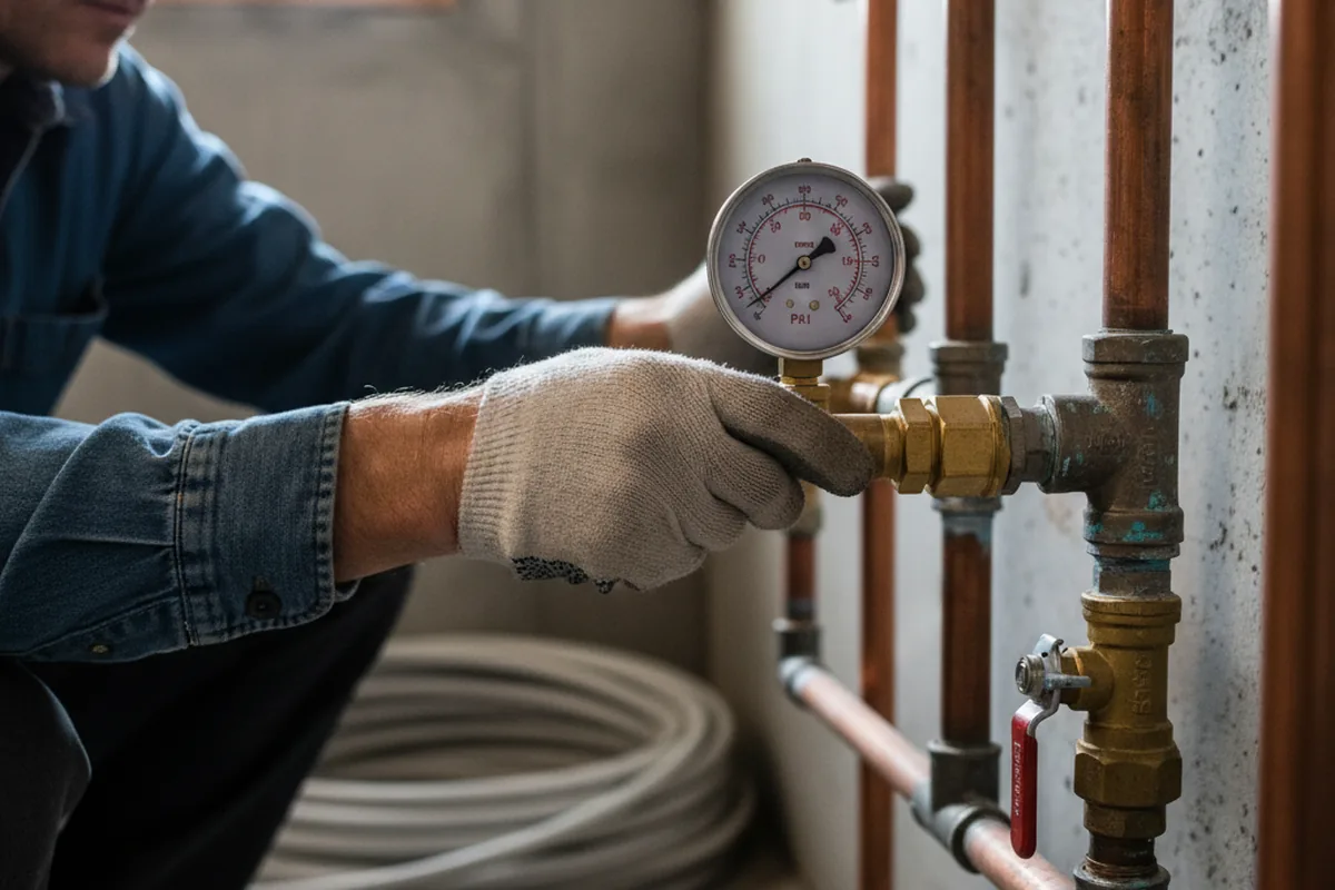 Pressure testing a repaired line during Water Line Repair in Polkton